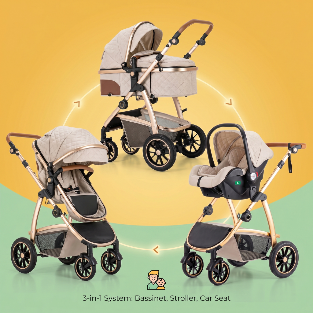 Nursaya 3-in-1 Pushchair - Newborn to Toddler Travel System