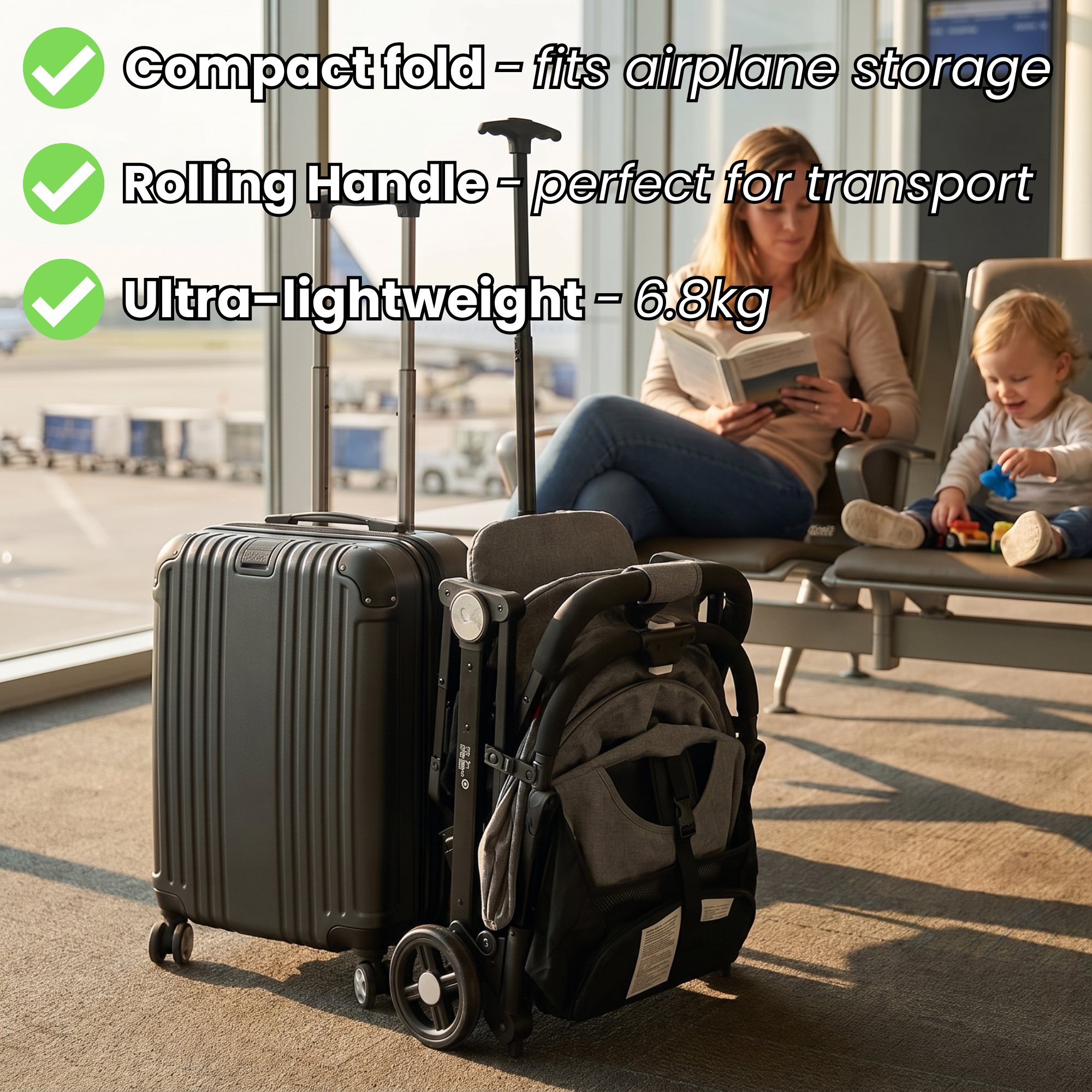 Nursaya Lightweight Travel Pushchair - Fits Cabin Luggage