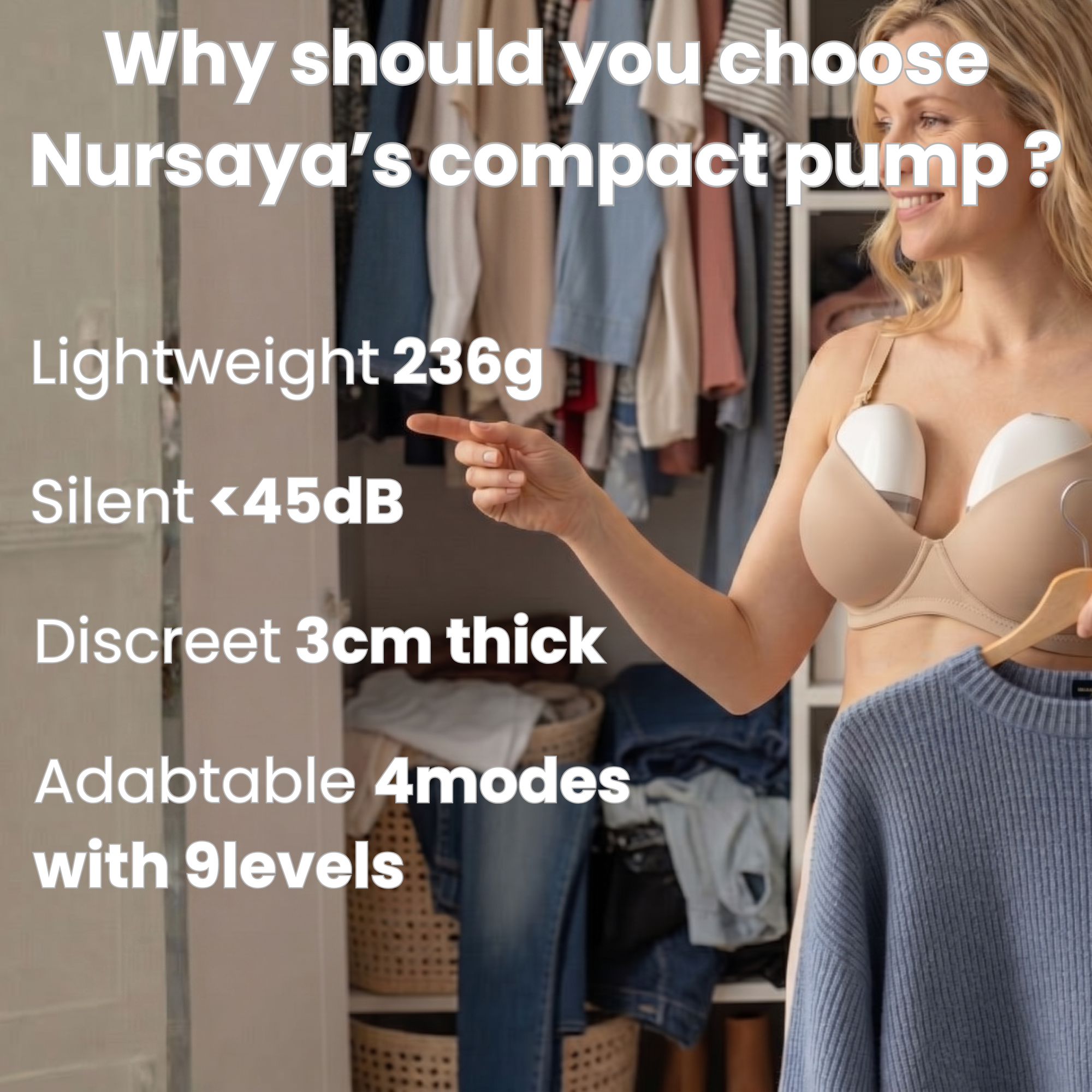 Nursaya Compact Electric Breast Pump - Ultra-Silent, Portable Design for Pumping Anywhere